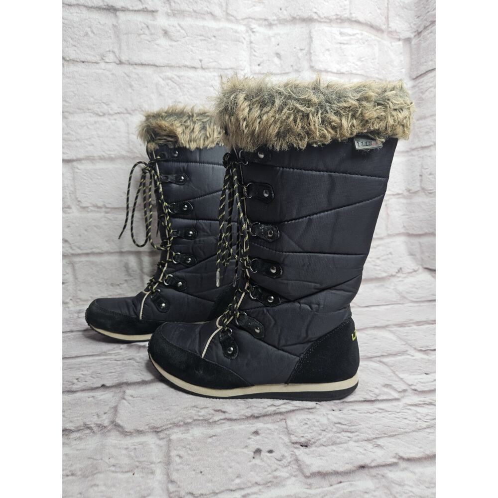 LL Bean 284883 Carrabassett Fur Lace-Up Winter Snow Boots Women's US 6.5